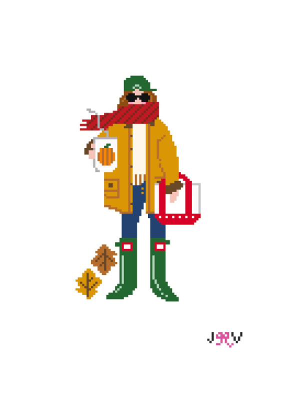 JV128 - Fall Girl Needlepoint Canvas