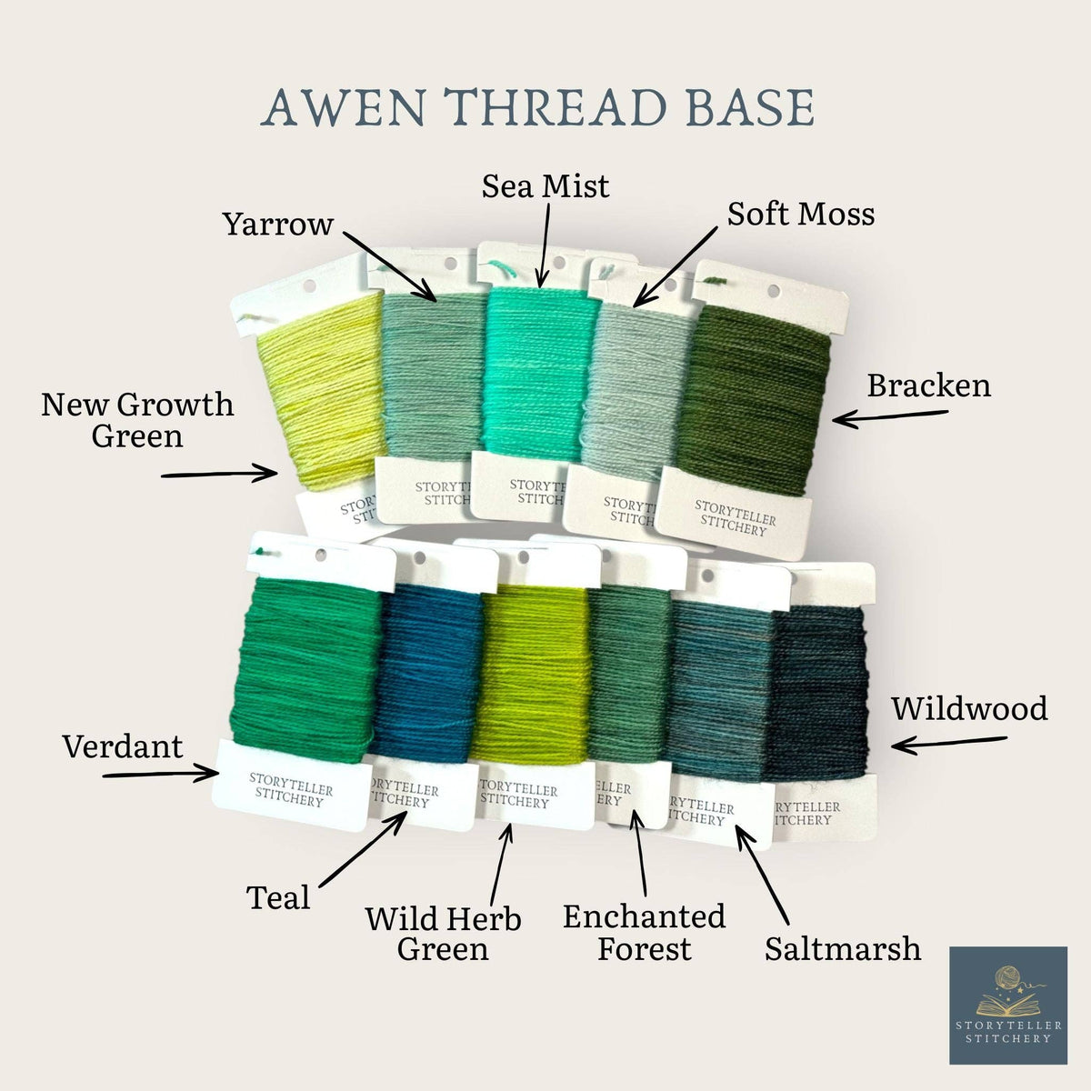 Awen Hand-Dyed Merino Silk Needlepoint Thread, 13ct, 25 Yd: Saltmarsh