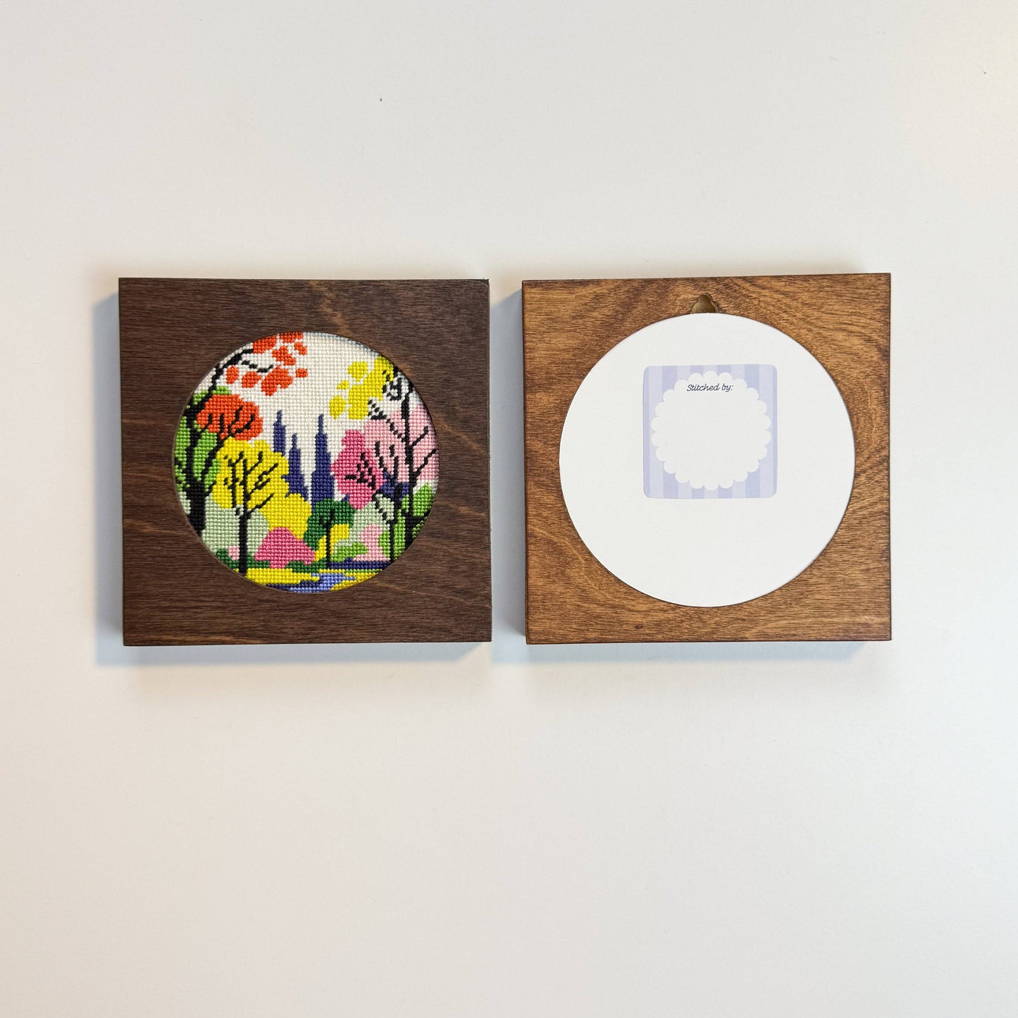 NDLPT: Square Frames for Needlepoint 4" Rounds: Stand-up (add pegs) / Mixed Set of Finishes
