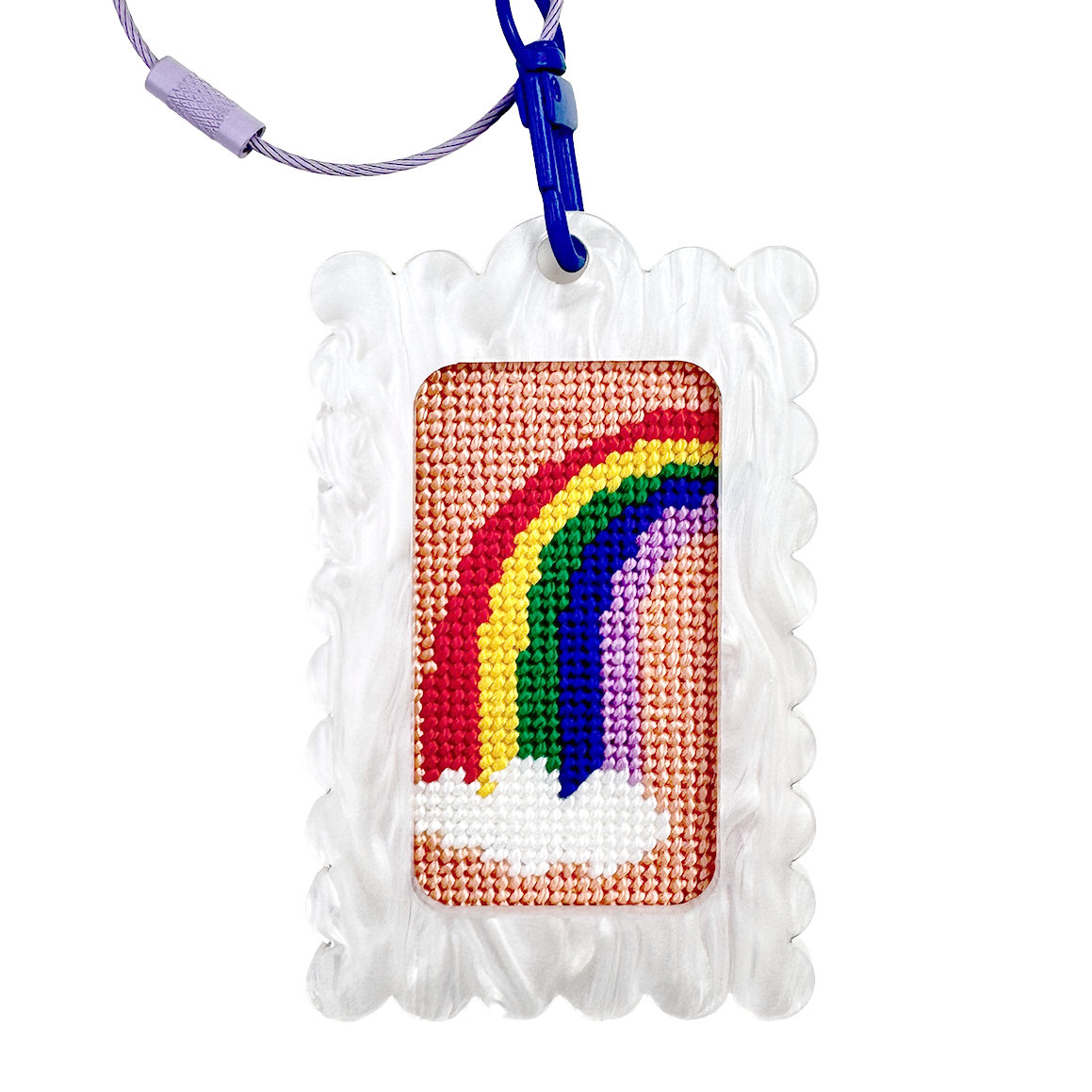 Bag Tag: Small Scallop Rectangle: Pearl White