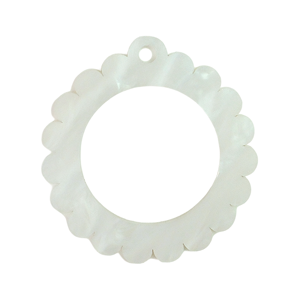 Bag Tag: Small Scallop Round: Pearl White