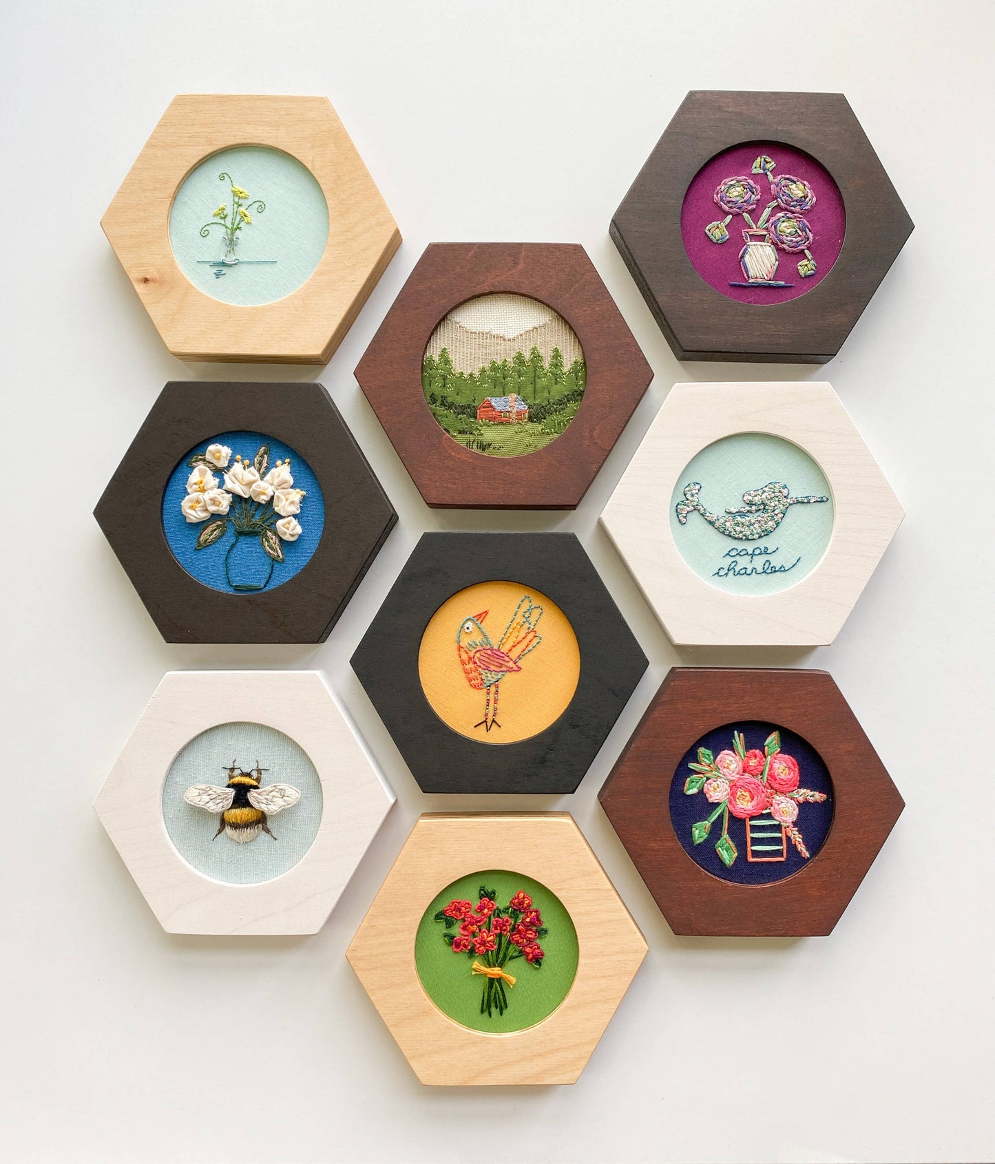 HEXAGON Embroidery Hoop Frame for 4" Hoops: Natural