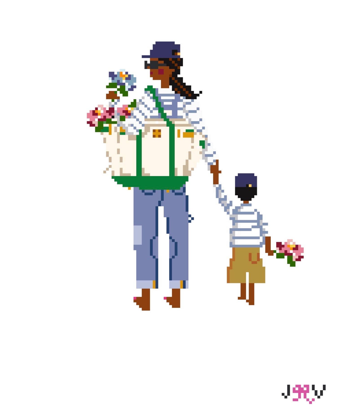 JV262-JV267 - Mother & Child Needlepoint Canvases: Blonde with son