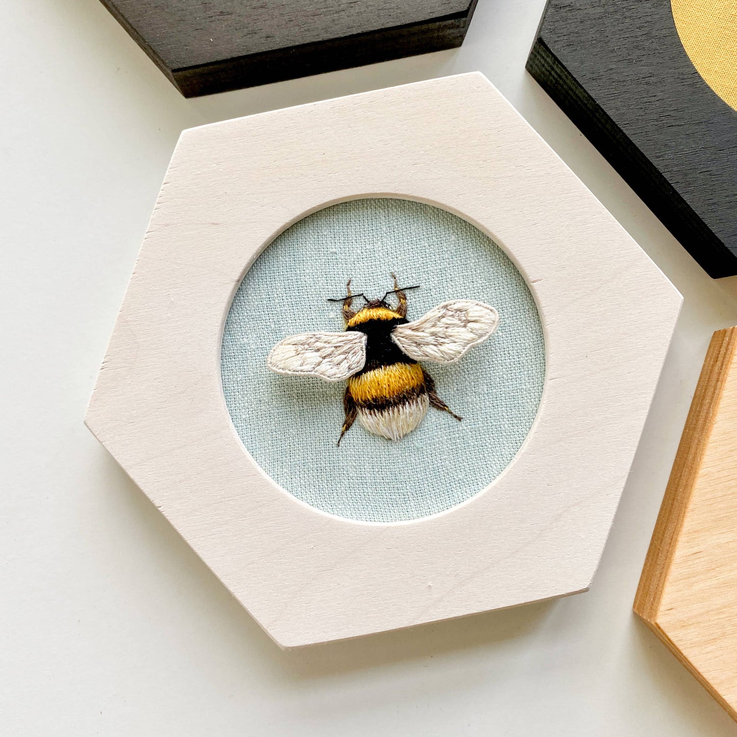 HEXAGON Embroidery Hoop Frame for 3" Hoops: Dark Walnut Stain
