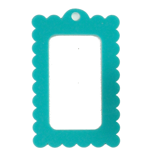 Bag Tag: Small Scallop Rectangle: Pearl White