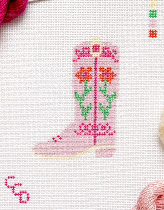 Hand Painted Pink Cowgirl Boot