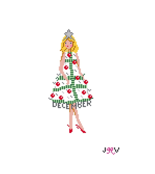 JV195 - Girl For All Seasons Needlepoint Canvas