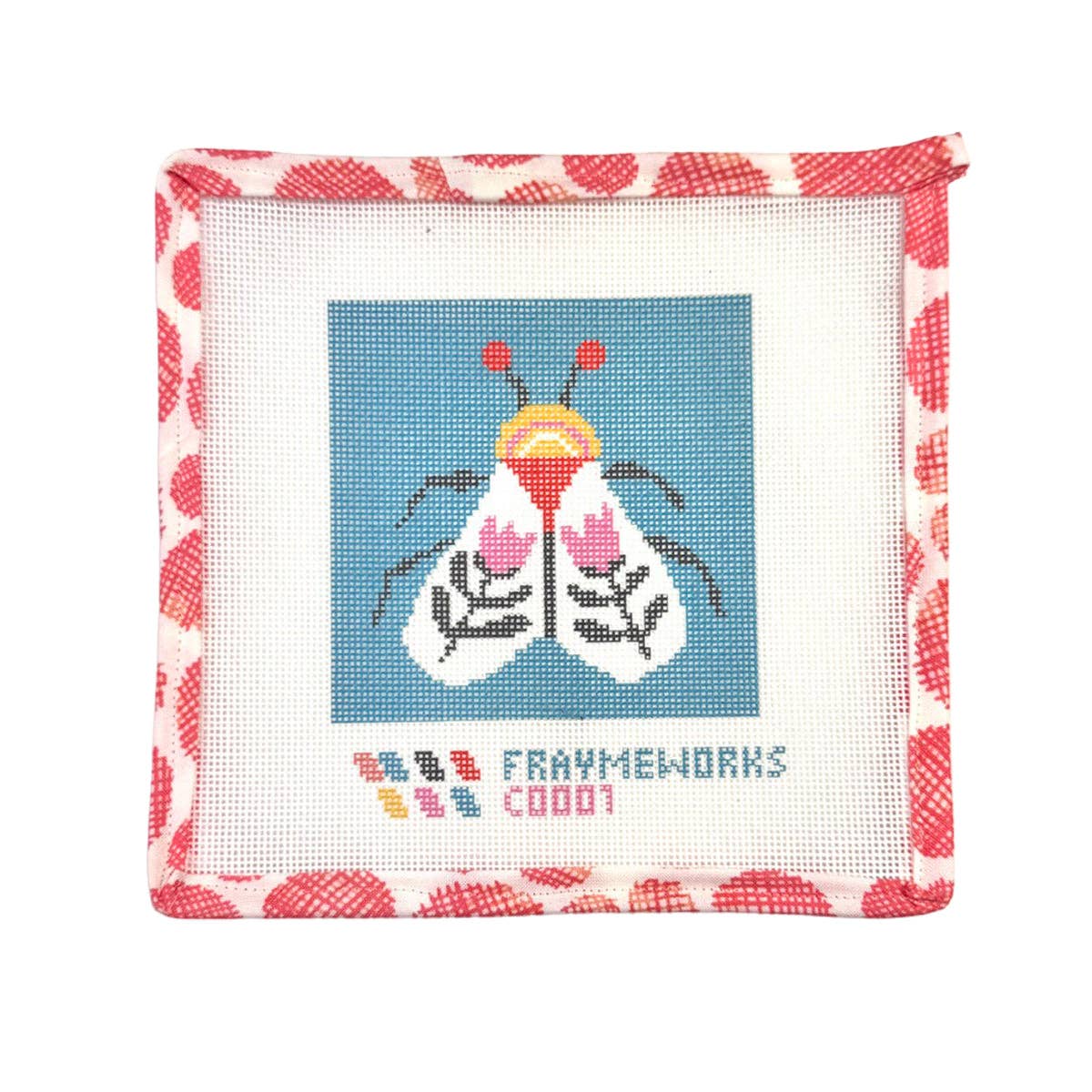 Blue Moth 4x4" Needlepoint Canvas