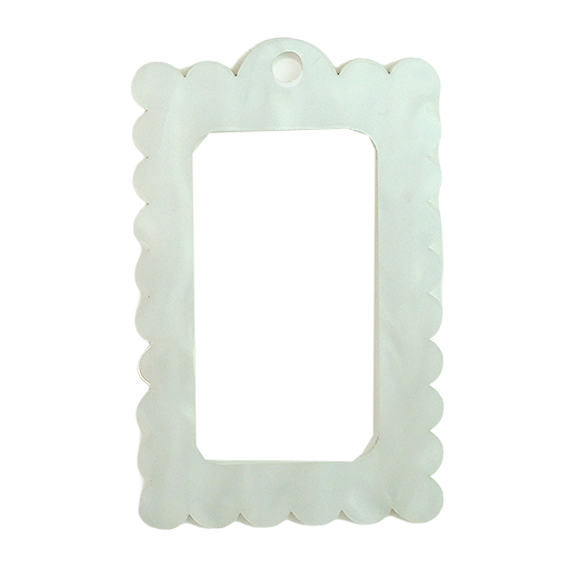 Bag Tag: Small Scallop Rectangle: Pearl White