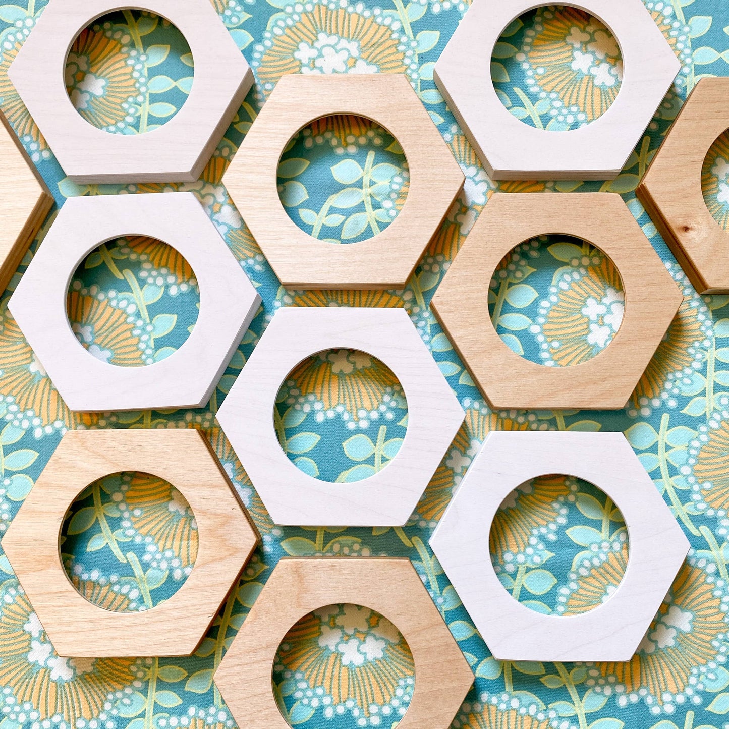 HEXAGON Embroidery Hoop Frame for 3" Hoops: Dark Walnut Stain
